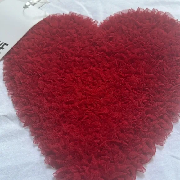 Moschino heart ruffle T shirt oversized size 2 USA or 38 euro NEW - Picture 3 of 5